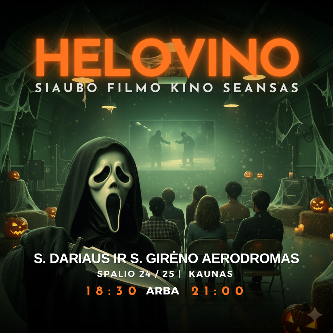 Helovino kinas po atviru dangumi Kaune, S. Dariaus ir S. Girėno aerodrome