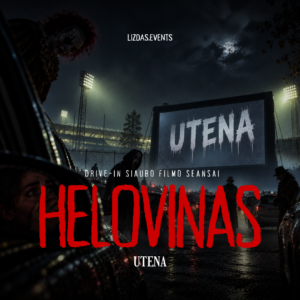 Helovino drive-in siaubo filmo seansai Utenoje